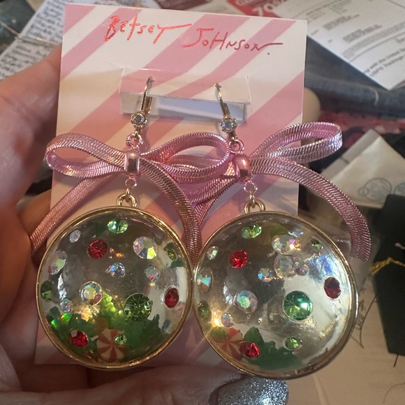 Large Lucite Snow-globe Earrings New